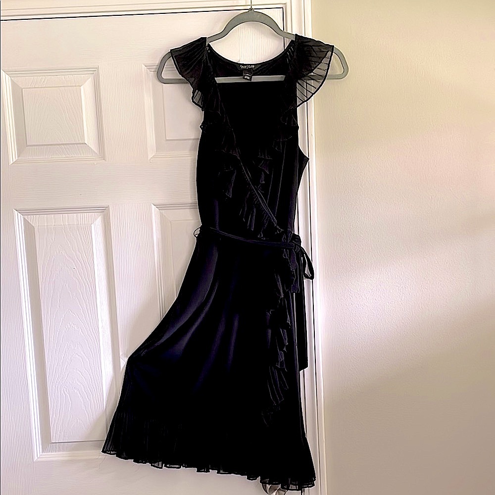 White House Black Market Black Asymmetrical Ruffled Sundress